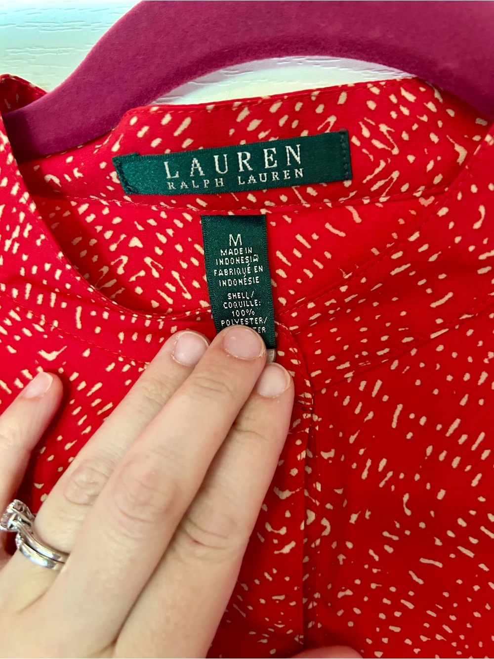 Lauren Ralph Lauren Red Printed Blouse - Picture 2 of 3